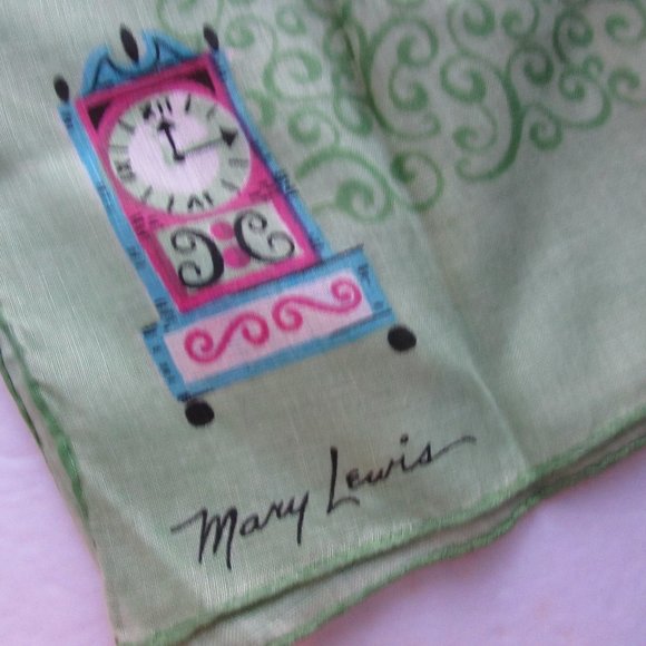 SALE Vintage Handkerchief Mid Century Design Mary Lewis - Picture 1 of 8